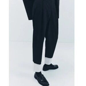 NEW! ZARA Poplin Hem Menswear Style Black Pants